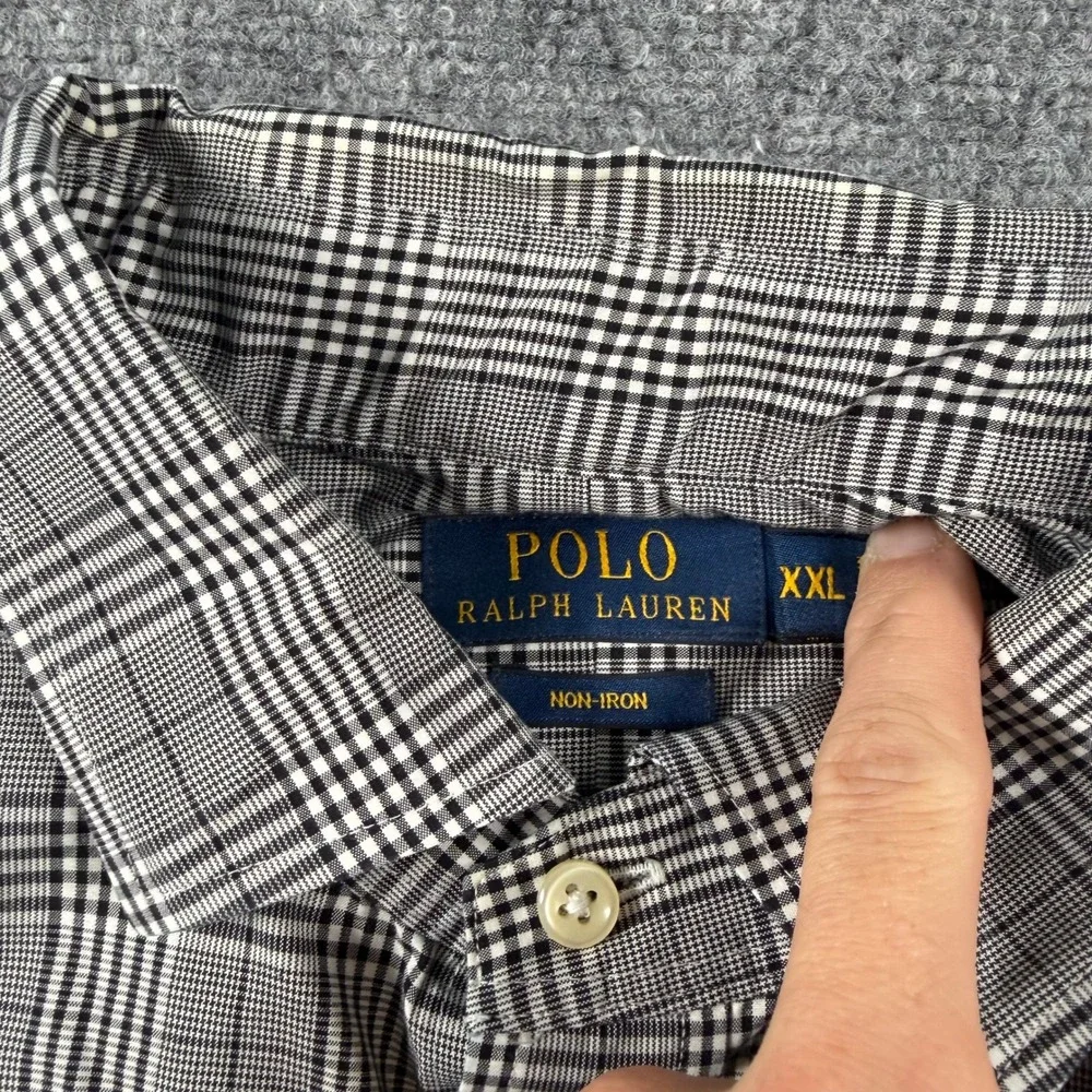Polo Ralph Lauren Shirt Mens XXL Black Plaid 2015 US Open Non-Iron Button Down